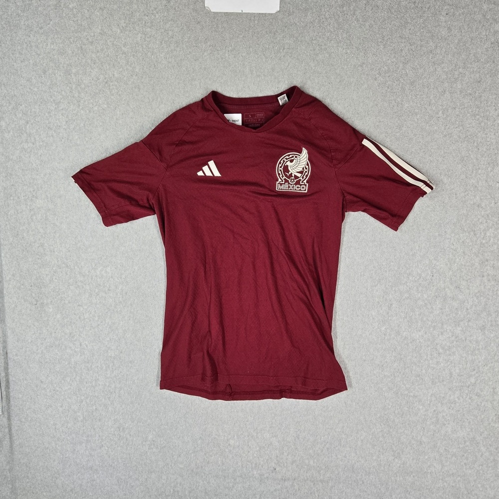 Mexico National Football Team Men Shirt S Maroon Adidas Crest Activewear Logo